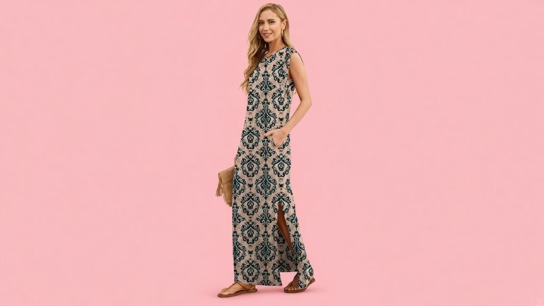 GRECERELLE maxi dress for women with pockets